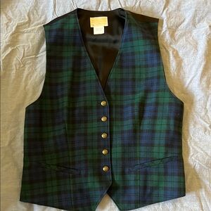 Vintage Pendleton Green and Blue Plaid Vest 16